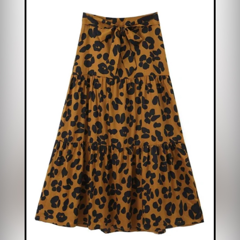 Who What Wear Leopard Print A-Line Skirt With Belt